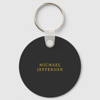 Black & Gold Minimalist Plain Modern Own Name Keychain