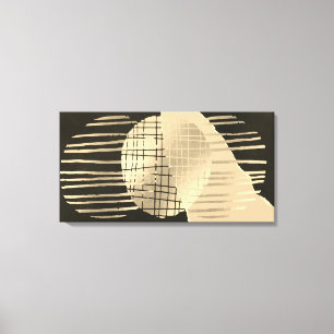 Black Gold Modern Abstract Stretched Canvas Print