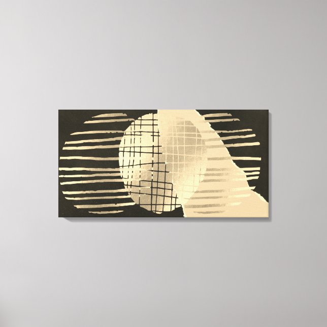 Black Gold Modern Abstract Stretched Canvas Print (Front)