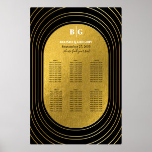 Black & Gold Modern Arch Wedding Seating Chart