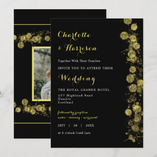 Black Gold Modern Artistic Photo Invitation