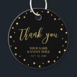 Black & Gold | Modern Birthday Favour Thank you Favour Tags<br><div class="desc">This modern custom thank you sticker will add stylish detail to your special day. This design features gold lettering " Thank you " and confetti on a black background. Matching birthday party invitations and stationeries are available in my shop BaraBomDesign.</div>
