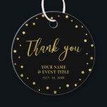 Black & Gold | Modern Birthday Favour Thank you Tags<br><div class="desc">This modern custom thank you sticker will add stylish detail to your special day. This design features gold lettering " Thank you " and confetti on a black background. Matching birthday party invitations and stationeries are available in my shop BaraBomDesign.</div>