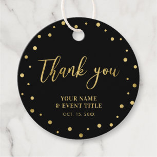 Black & Gold   Modern Birthday Favour Thank you Tags