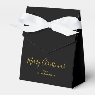 Black Gold Modern Christmas Script Personalized Favor Box