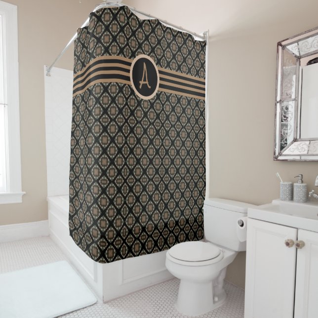 Black & Gold Modern Classic Monogram Pattern (In Situ)