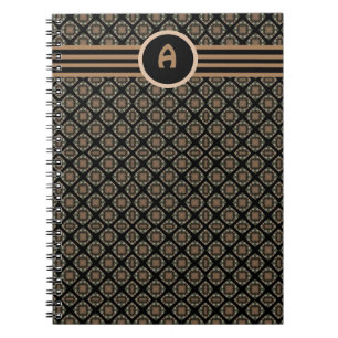 Black & Gold Modern Classic Monogram Pattern Notebook