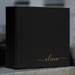 Black Gold Modern Elegant Girly Monogram Name Binder<br><div class="desc">Gold and Black simple  Script Monogram Name Binder. This makes the perfect sweet 16 birthday,  wedding,  bridal shower,  anniversary,  baby shower or bachelorette party gift for someone that loves glam luxury and chic styles.</div>