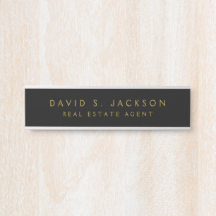 Black Gold Modern Elegant Professional Classy Door Sign