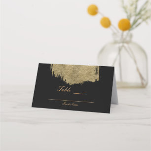 Black & Gold Modern Glamour Brush Table Number Place Card