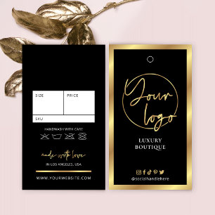Black & Gold Modern Logo Clothing Label Price Tag