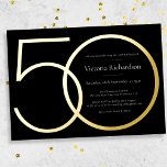 Black Gold Modern Minimalist 50th Birthday<br><div class="desc">Black Gold Modern Minimalist 50th Birthday Foil Invitation. Modern minimalist birthday invitation design,  simple yet classy and elegant with real gold foil! Great for a black & gold themed party! Need help customizing this design? Contact the designer/creator by clicking on the 'Message' button below.</div>
