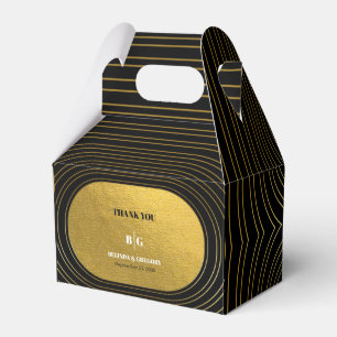 Black & Gold Modern Minimalist Arch Wedding Favor Box