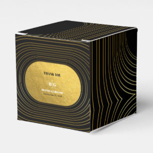 Black & Gold Modern Minimalist Arch Wedding Favor Box
