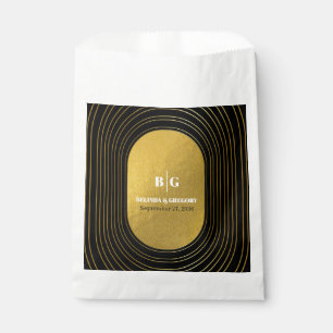Black & Gold Modern Minimalist Arch Wedding Favour Bag