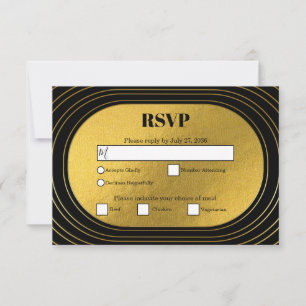 Black & Gold Modern Minimalist Arch Wedding RSVP Card