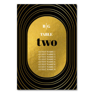 Black & Gold Modern Minimalist Arch Wedding  Table Number