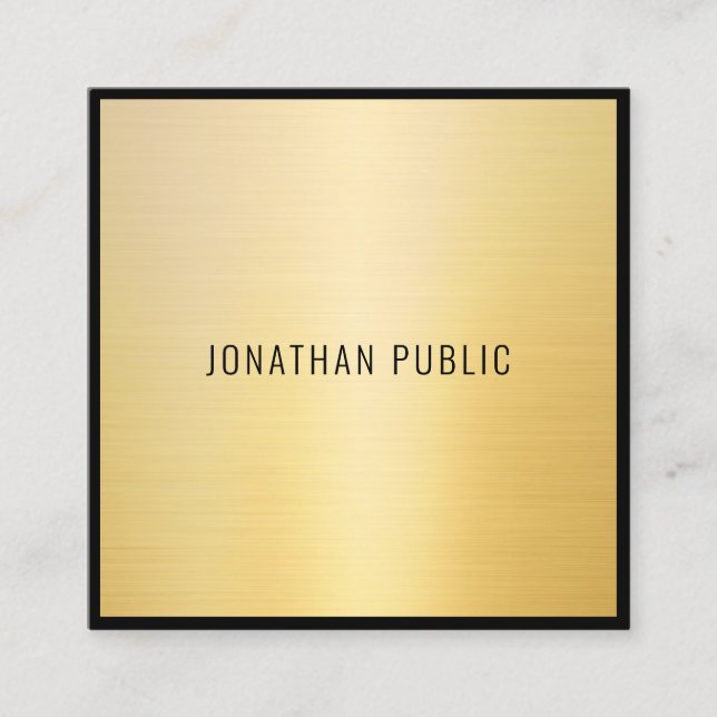Black Gold Modern Minimalist Elegant Professional Square Business Card (Front)