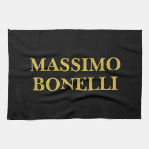 Black Gold Modern Minimalist Elegant Your Name Kitchen Towel