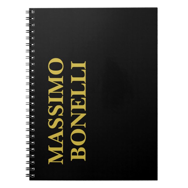 Black Gold Modern Minimalist Elegant Your Name Notebook (Front)