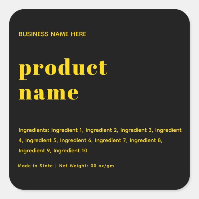Black & Gold Modern, Minimalist Product Label (Front)