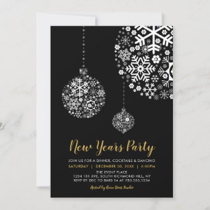Black & Gold Modern New Years Eve Party Invitation