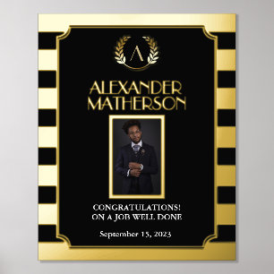 Black Gold Modern Photo Congrats Job Well Done  Foil Prints