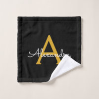 Black Gold Modern Script Girl Monogramme Nom