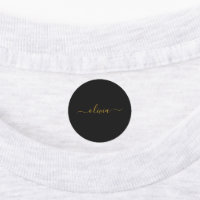 Black Gold Modern Script Girly Monogram Name