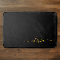 Black Gold Modern Script Girly Monogram Name