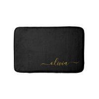Black Gold Modern Script Girly Monogram Name