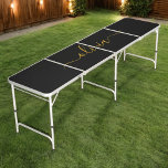 Black Gold Modern Script Girly Monogram Name Beer Pong Table<br><div class="desc">Black and Gold Simple Script Name Beer Pong Table. This makes the perfect sweet 16 birthday,  wedding,  bridal shower,  anniversary,  baby shower or bachelorette party gift for someone that loves glam luxury and chic styles.</div>