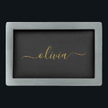 Black Gold Modern Script Girly Monogram Name Belt Buckle<br><div class="desc">Black and Gold Simple Script Monogram Name Belt Buckle. This makes the perfect graduation,  sweet 16 16th,  18th,  21st,  30th,  40th,  50th,  60th,  70th,  80th,  90th,  100th birthday,  wedding,  bridal shower,  anniversary,  baby shower or bachelorette party gift for someone that loves glam luxury and chic styles.</div>