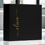 Black Gold Modern Script Girly Monogram Name Binder<br><div class="desc">Gold and Black simple  Script Monogram Name Binder. This makes the perfect sweet 16 birthday,  wedding,  bridal shower,  anniversary,  baby shower or bachelorette party gift for someone that loves glam luxury and chic styles.</div>