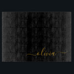 Black Gold Modern Script Girly Monogram Name Cutting Board<br><div class="desc">Black and Gold Simple Script Monogram Name Cutting Board. This makes the perfect graduation,  birthday,  wedding,  bridal shower,  anniversary,  baby shower or bachelorette party gift for someone that loves glam luxury and chic styles.</div>