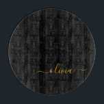 Black Gold Modern Script Girly Monogram Name Cutting Board<br><div class="desc">Black and Gold Simple Script Monogram Name Cutting Board. This makes the perfect graduation,  birthday,  wedding,  bridal shower,  anniversary,  baby shower or bachelorette party gift for someone that loves glam luxury and chic styles.</div>