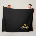 Black Gold Modern Script Girly Monogram Name Fleece Blanket<br><div class="desc">Black and Gold Simple Script Monogram Name and Initial Fleece Blanket. This makes the perfect sweet 16 birthday,  wedding,  bridal shower,  anniversary,  baby shower or bachelorette party gift for someone that loves glam luxury and chic styles.</div>