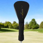 Black Gold Modern Script Girly Monogram Name Golf Head Cover<br><div class="desc">Black and Gold Simple Script Monogram Name Golf Driver Cover. This makes the perfect sweet 16 birthday,  wedding,  bridal shower,  anniversary,  baby shower or bachelorette party gift for someone that loves glam luxury and chic styles.</div>