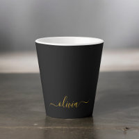 Black Gold Modern Script Girly Monogram Name