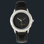 Black Gold Modern Script Girly Monogram Name Watch<br><div class="desc">Black and Gold Simple Script Monogram Name Watch. This makes the perfect sweet 16 birthday,  wedding,  bridal shower,  anniversary,  baby shower or bachelorette party gift for someone that loves glam luxury and chic styles.</div>