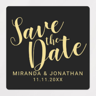 Black&Gold Modern Script Wedding Save the Date