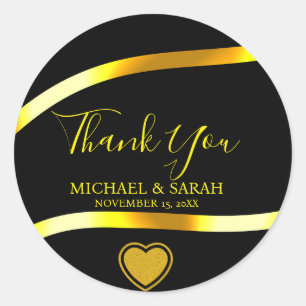 Black Gold Modern Simple 25th Wedding Anniversary  Classic Round Sticker
