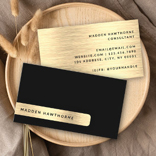Black Gold Modern Simple Elegant Brushed Metal Business Card