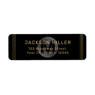 Black & gold modern simple monogram return address
