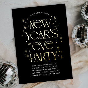 Black Gold Modern Sparkling New Year's Eve Party