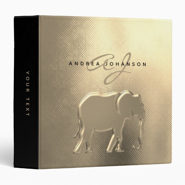 Black Gold Monogram 3 Ring Binder (Front/Spine)