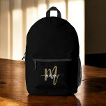 Black Gold Monogram Back to School Printed Backpack<br><div class="desc">Start the school year in style with the Black and Gold Monogram Back to School Printed Backpack. Featuring a sleek black background with a luxurious gold monogram and name, this backpack blends modern elegance with everyday functionality. Designed with spacious compartments, adjustable straps, and a durable build, it’s perfect for carrying...</div>