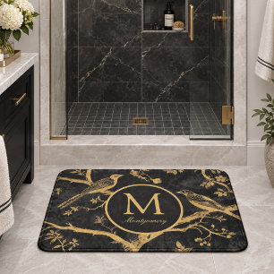 Black Gold Monogram Bath Mat