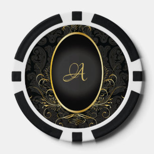 Black gold Monogram Classy Royal Style Poker Chip