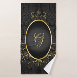 Black gold Monogram Classy Royal Style Towel